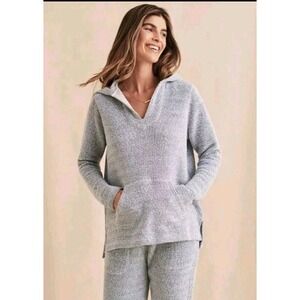 Faherty Hoodie Women M Blue White French Terry Poncho Whitewater Sweatshirt